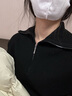 太平鳥女裝針織衫軟糯半門襟翻領(lǐng)毛衫女冬裝上衣內(nèi)搭毛衣 黑色 S 曬單實(shí)拍圖
