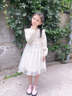 G.DUCKKIDS小黃鴨女童連衣裙春秋2024新款洋氣演出服兒童公主裙女孩白色紗裙 杏色 150 尺碼11~12歲【140-150cm】 曬單實(shí)拍圖