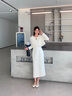 Mandy Zhang法式白色赫本風(fēng)蝴蝶結(jié)吊帶連衣裙女春秋設(shè)計(jì)感禮服裙子 白月光 S 曬單實(shí)拍圖
