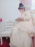 小咔衣濃女童長袖主持人禮服花童婚紗小女孩高端公主裙兒童鋼琴演出服春秋 香檳色長袖長款 140 曬單實拍圖