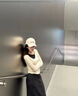 慵懶風(fēng)顯瘦假兩件撞色設計感針織衫女秋季2025新款寬松百搭毛衣 白色 均碼 （建議80-130斤） 曬單實(shí)拍圖