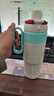 EWIWE奶茶花茶杯食品級不銹鋼保溫杯便攜手柄雙飲杯保冷茶隔吸管杯 泡芙椰椰白/高顏設計款/約 780ml 曬單實(shí)拍圖
