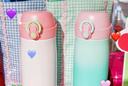 膳魔師（THERMOS）保溫杯膳膳茶春日系列吸管杯大容量杯子帶杯包生日禮物水杯 蜜桃春茶【吸管】配包袋 350ml 曬單實(shí)拍圖
