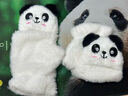 暢印手套冬季女士可愛(ài)卡通韓版學(xué)生半指翻蓋毛絨加絨加厚保暖騎行手套 白色【熊貓款】 曬單實(shí)拍圖