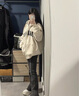 衣然呈品黑灰色毛邊彈力微喇牛仔褲女春秋新款胖mm顯瘦大碼梨形身材喇叭褲 灰色 M 【建議105-115斤】 曬單實拍圖