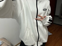 GOLFCROSS潮牌情侶款學(xué)院風(fēng)條紋撞色立領(lǐng)寬松開衫衛(wèi)衣外套 白色 XXXL  曬單實拍圖