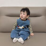 班喜迪嬰兒衣服秋裝嬰幼兒連體衣寶寶卡通牛仔背帶褲超萌外出爬服春秋季 藍色 73cm 曬單實(shí)拍圖
