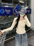 LDBEV領(lǐng)長(zhǎng)袖t恤女2025新款春季內(nèi)搭打底衫設(shè)計(jì)感甜辣風(fēng)短款打底上衣潮 杏色 M 曬單實(shí)拍圖