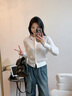 Teenie Weenie小熊針織開衫女2025年春夏新款水洗復(fù)古絞花田園毛衣外套女空調(diào)衫 象牙白 S 曬單實拍圖