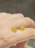 中國黃金（CHINA GOLD）黃金耳釘女花絲足金小方糖耳飾首飾520母親節(jié)生日禮物送老婆女友 【中國黃金禮盒】小方糖耳釘 約2.1g 曬單實(shí)拍圖