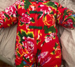 迪士尼寶寶東北大花布嬰兒服童裝棉服套裝兒童過年服衣服棉衣寶寶連體棉襖 紅色 73cm 曬單實(shí)拍圖