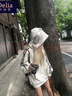 矜持范大碼美式慵懶風(fēng)oversize連帽衛(wèi)衣女2025秋季胖MM加厚加絨寬松帽衫 白灰【復(fù)合春秋款】 XL 【建議120-135斤】 曬單實拍圖