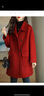 啄木鳥(niǎo)加厚中長(cháng)款毛呢外套女2025春秋新款韓版修身顯瘦大衣外套女 酒紅色【有里布】 L 105-120斤 曬單實(shí)拍圖