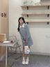 獨束大碼女裝鉤花娃娃領(lǐng)衛(wèi)衣半裙套裝2025春裝休閑半身裙時尚套裝 鴿子灰-上衣 M (尺碼：1) 曬單實拍圖