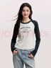森馬（Semir）[商場(chǎng)同款]長(zhǎng)袖T恤女拼色插肩袖小狗2024冬修身衣服101724101010 曬單實(shí)拍圖