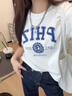 哈吉斯（HAZZYS）女裝 2025夏季新款女士【PHIZ系列】印花寬松短款圓領(lǐng)T恤女 米黃色OW M (160/84A 38) 曬單實(shí)拍圖