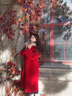 歐迪惠（Oudihui）2025年新款圣誕新年紅色戰(zhàn)袍秋冬毛呢外套女加厚呢子大衣外套女裝 紅色 S 曬單實(shí)拍圖