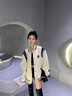 美式復古飛行員棒球服外套女生春季2025新款甜美V領夾克顯瘦上衣 黑色 XL 曬單實拍圖