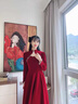 TAOROUSI連衣裙女春秋季新款女裝新中式改良旗袍敬酒服新娘訂婚禮服裙子 紅色 L 大 曬單實(shí)拍圖