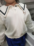 諾佳微淇女童春秋套裝2025新款中大童兒童洋氣海軍領(lǐng)衣服牛仔闊腿褲兩件套 白色【兩件套】 140 碼 曬單實(shí)拍圖