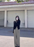 雪妃藍(lán)琪（XUEFEILANQI）休閑褲子女裝2025春季新款減齡奶乖茶系穿搭鹽系感闊腿褲兩件套裝 上衣+褲子【套裝】 M 【90-100斤】 曬單實(shí)拍圖