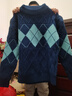 啄木鳥(niǎo)秋冬季半高領(lǐng)毛衣12歲男孩13初中學(xué)生14加絨加厚15大童打底針織衫 R9429深藍色（加絨加厚） M （80-100斤左右） 曬單實(shí)拍圖