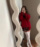 喜雅萌2025蛇年本命年穿搭套裝女童女大童新年戰(zhàn)袍安可拉紅色毛衣襯衫闊 [單件]紅色針織毛衣 均碼 [150cmS碼80-90斤] 曬單實(shí)拍圖