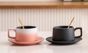 瓷牌茗茶具 歐式咖啡杯節(jié)日禮物漸變陶瓷早餐杯牛奶杯辦公室水杯子馬克杯 漸變綠+古鼎黃1對+碟子勺子+禮盒 曬單實(shí)拍圖