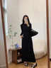 具趣赫本風黑色連衣裙子春秋季女裝2024新款法式氣質修身內搭打底長裙 黑色連衣裙 L 105-115斤 曬單實拍圖