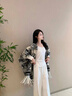 辛瓦伊·克洛斯輕奢斗篷女士水墨畫花紋圍巾戶外保暖披肩生日女神節(jié)禮物38婦女節(jié) CK圍巾-水墨色【限定禮盒包裝】 曬單實拍圖