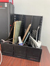 得力加厚文件收納盒立式文件架書架簡易書立桌面文件夾辦公用品文件框筐A4文件盒桌上資料架塑料學(xué)生用文具 熱銷款【三聯(lián)不帶筆筒】 黑色 曬單實(shí)拍圖