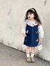 G.DUCKKIDS小黃鴨女童牛仔裙套裝春季2025新款兒童娃娃衫馬甲裙子寶寶連衣裙 藍(lán)色（襯衫+背帶裙） 100 cm 曬單實拍圖