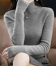 恒源祥羊毛衫女秋冬加厚打底毛衣修身內搭半高領(lǐng)針織衫 灰色 4XL 建議155-170斤 曬單實(shí)拍圖