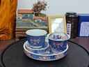 澤名家景德鎮(zhèn)釉里紅龍紋蓋碗茶杯整套家用干泡茶盤陶瓷蓋置功夫茶具套裝 仿古泥【青花點(diǎn)工霸王龍?zhí)籽b】 6件 曬單實(shí)拍圖