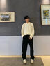 卡賓（CABBEEN）【織帶拼接】男裝LOGO提花運動褲2024秋冬新款寬松休閑衛(wèi)褲潮 駝色25 M 170/48 曬單實拍圖
