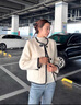 香影小香風(fēng)毛呢外套女2024冬裝新款小個子氣質(zhì)赫本風(fēng)法式短款大衣 米色 M 曬單實拍圖