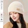 玖慕（JIUMU）純羊絨帽子女秋冬季保暖毛線(xiàn)帽月子帽女士針織帽冬天防寒帽冬帽 曬單實(shí)拍圖