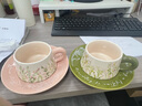 派一摩登家百合風鈴花咖啡杯碟套裝禮盒 ins復古陶瓷馬克杯公司辦公室喝水杯 風鈴粉(一杯一碟一勺) 曬單實拍圖