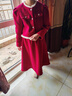 OEHE女童小香風(fēng)年服套裝裙冬季加絨款中大兒童女孩過(guò)年紅色喜慶兩件套 紅色加絨 150 曬單實(shí)拍圖