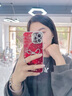 丁域適用iPhone16promax手機殼2025新年款紅色女款蝴蝶結蘋果15pro鏡頭全包防摔14plus個性13pm保護套 精孔冰川紋銀色滿屏碎花金屬蝴蝶 iPhone 16 Pro Max 曬單實拍圖