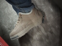 冬季加絨保暖勞保鞋工作男鞋工地棉鞋男士防滑耐磨高幫工裝板鞋潮 W35-1加絨卡其 44 曬單實(shí)拍圖