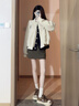 夏雨瑤美式棒球服外套女春秋2025新款小個子韓系短款夾克外穿上衣女 杏灰色（實物偏淺灰） M 45/55kg 曬單實拍圖