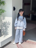 俠客小龜女童套裝春季2025新款兒童時髦蕾絲花邊衛(wèi)衣洋氣闊腿褲大童兩件套 粉色 140 曬單實拍圖