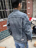 軒萊雅歐美高端重磅翅膀刺繡牛仔外套男士秋季新款修身潮流復(fù)古夾克上衣 8847【藏青色】 XL 曬單實(shí)拍圖