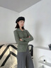 Teenie Weenie小熊女裝針織開衫2025春新款潮流時尚爛花鏤空針織衫空調(diào)衫 軍綠色 M 曬單實拍圖