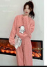 詩(shī)莉奧（SHILIAO）睡衣女珊瑚絨秋冬季新款加厚絨休閑保暖家居服少女冬天套裝可外穿 小狗提花藍色套裝 均碼 155-175/80-105CM 曬單實(shí)拍圖