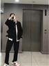 LAXSESU春秋季牛仔黑色外套男女高街寬松bf大碼工裝夾克短款百搭痞帥上衣 黑色【偏小】:高質(zhì)量 3XL 曬單實(shí)拍圖