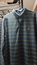 夢(mèng)特嬌（MONTAGUT）秋季氣質(zhì)休閑金線(xiàn)條紋男式長(cháng)袖Polo衫男 JG 灰藍 XL  曬單實(shí)拍圖