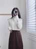 FSAT白色打底衫女2025新款春秋內(nèi)搭感半高領(lǐng)毛衣木耳邊針織衫上衣 茶白色 M 曬單實拍圖