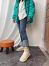 比肆羊厚底白色雪地靴女年新款冬加絨加厚面包鞋防水可愛(ài)棉鞋短靴子 白色升級(jí)版 40 曬單實(shí)拍圖